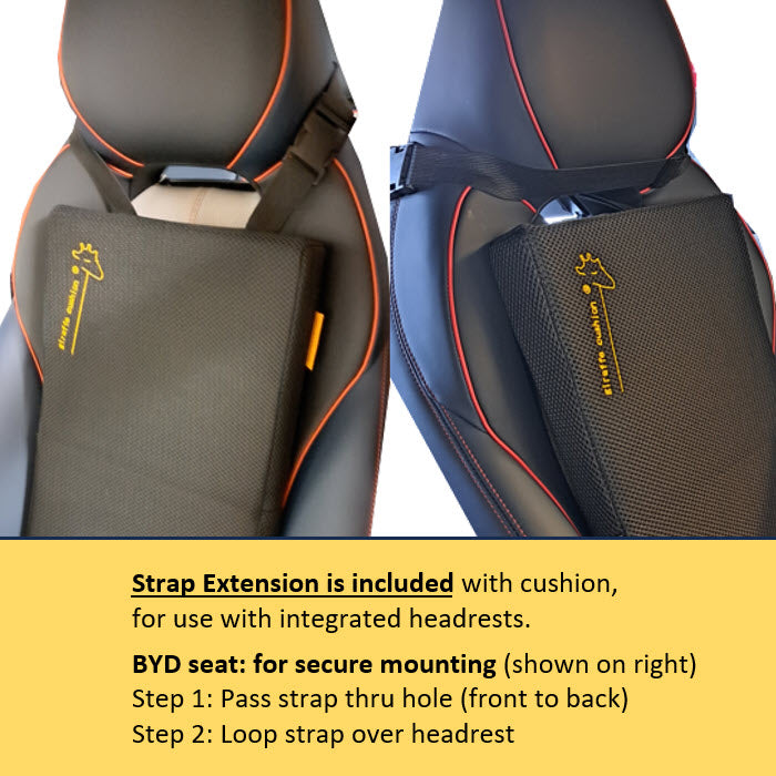 extension strap used for mounting on integrated headrest