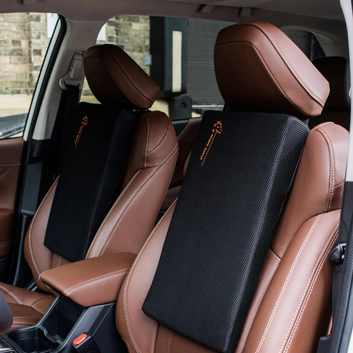 two cushions installed in car with aggressive headrest angles