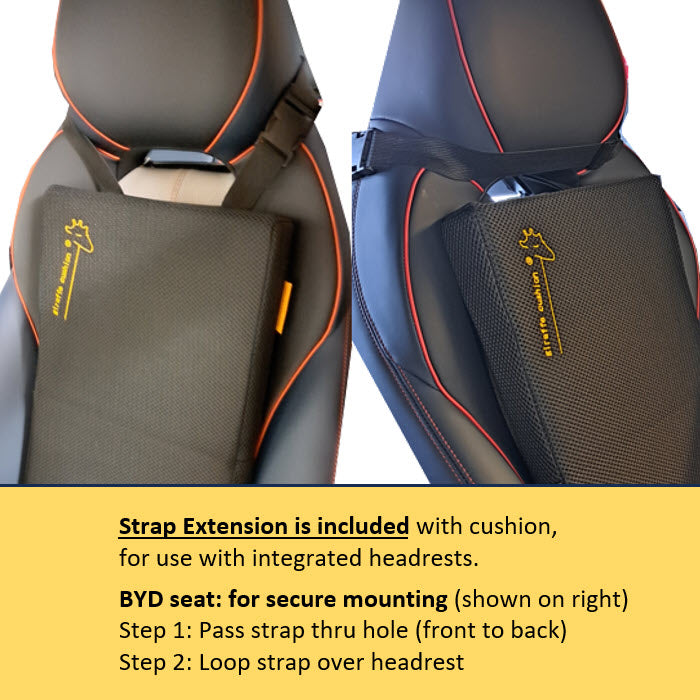 extension strap used for mounting on integrated headrest